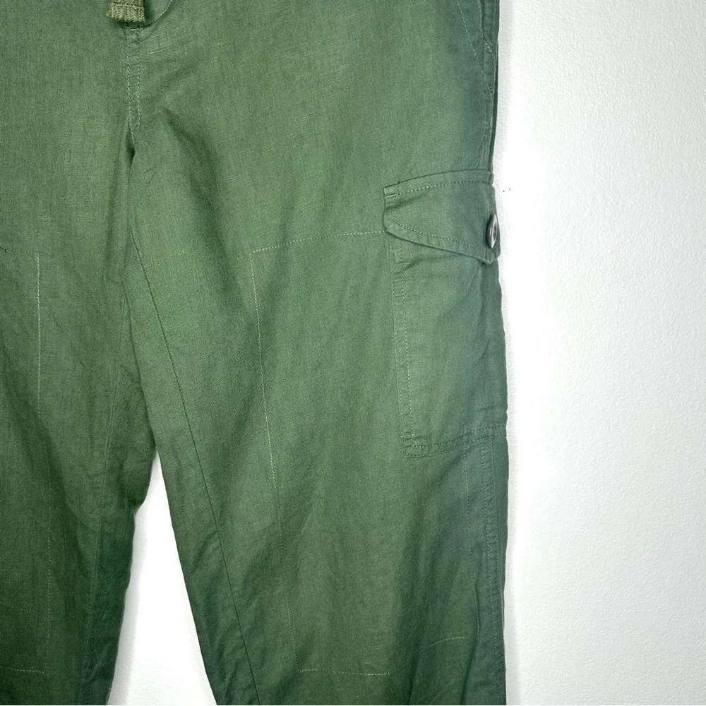 J. Crew Linen Blend Green Cargo Pants for Women Size 2
